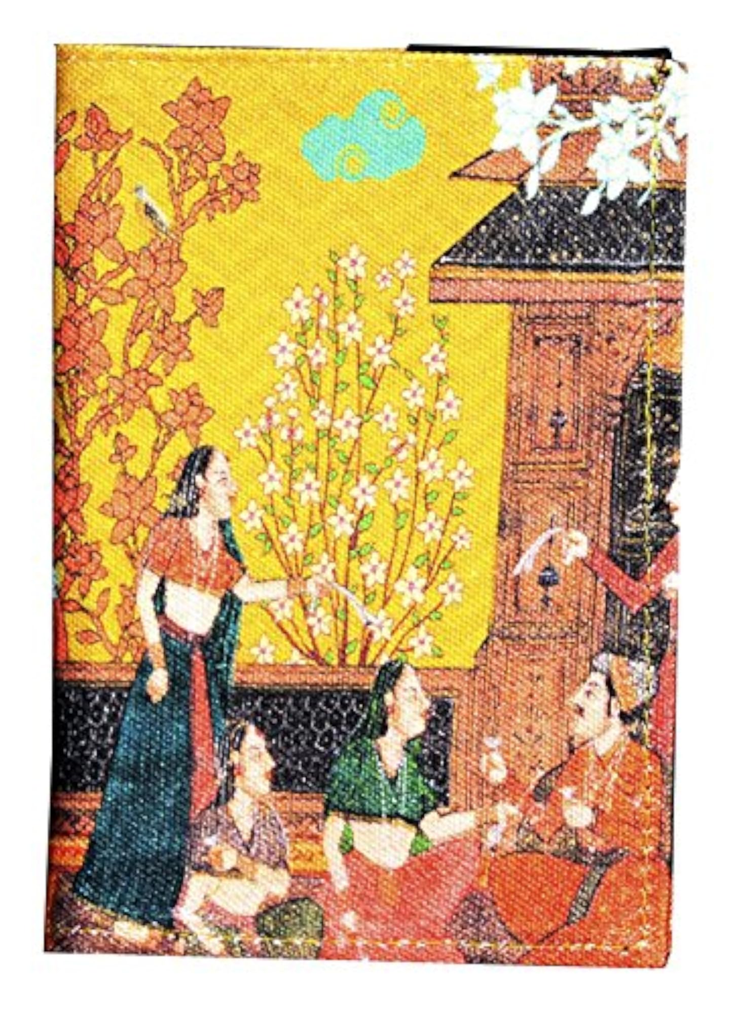 Indian Art Balcony Passport Folder, Cotton Travel Accessory
