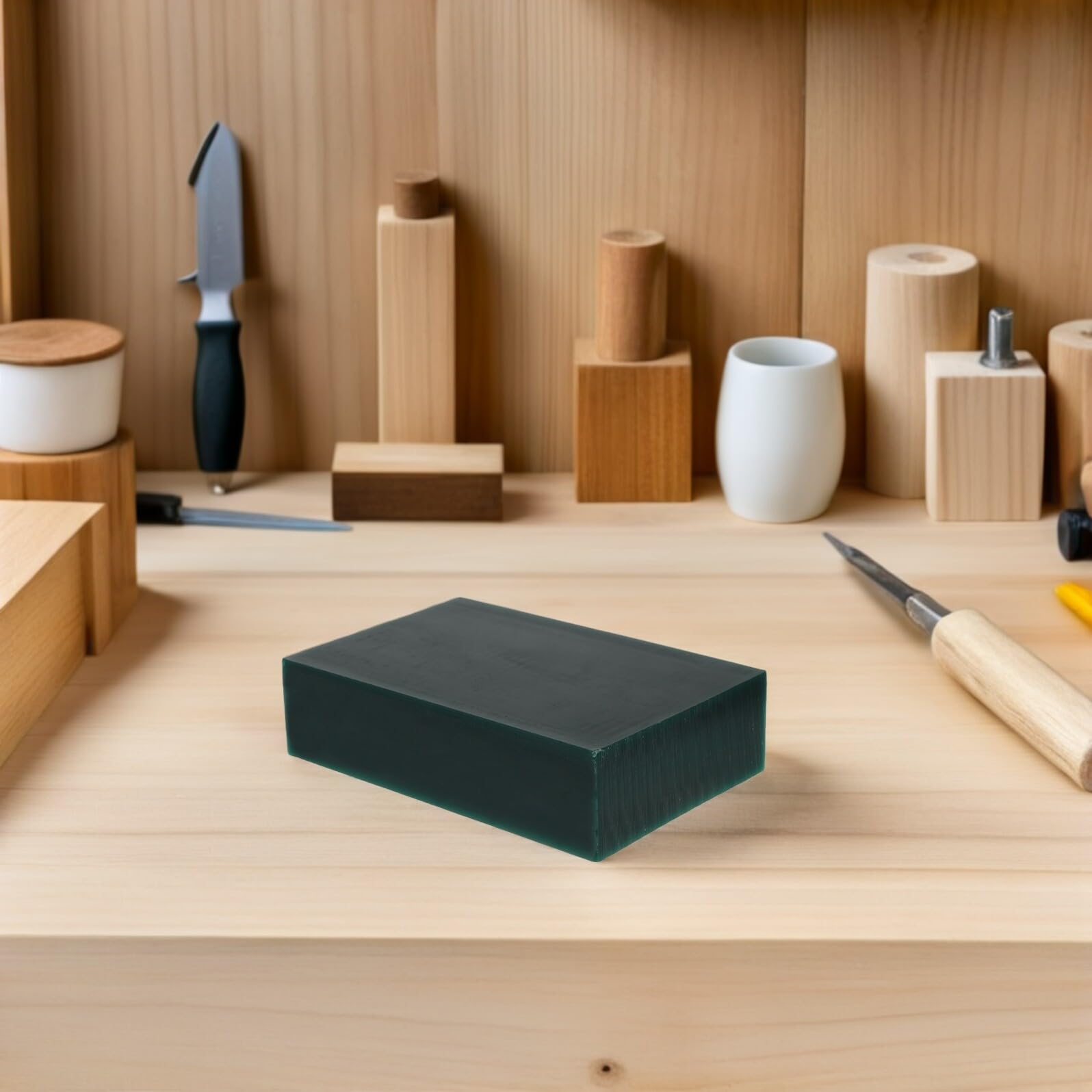 PACKOVE Bloque de Cera para Moldear Joyas Verde, Cera para Fundición y Tallado Artesanal, Herramienta para Esculpir Joyería, Material Resistente a Altas Temperaturas, 1 Pieza