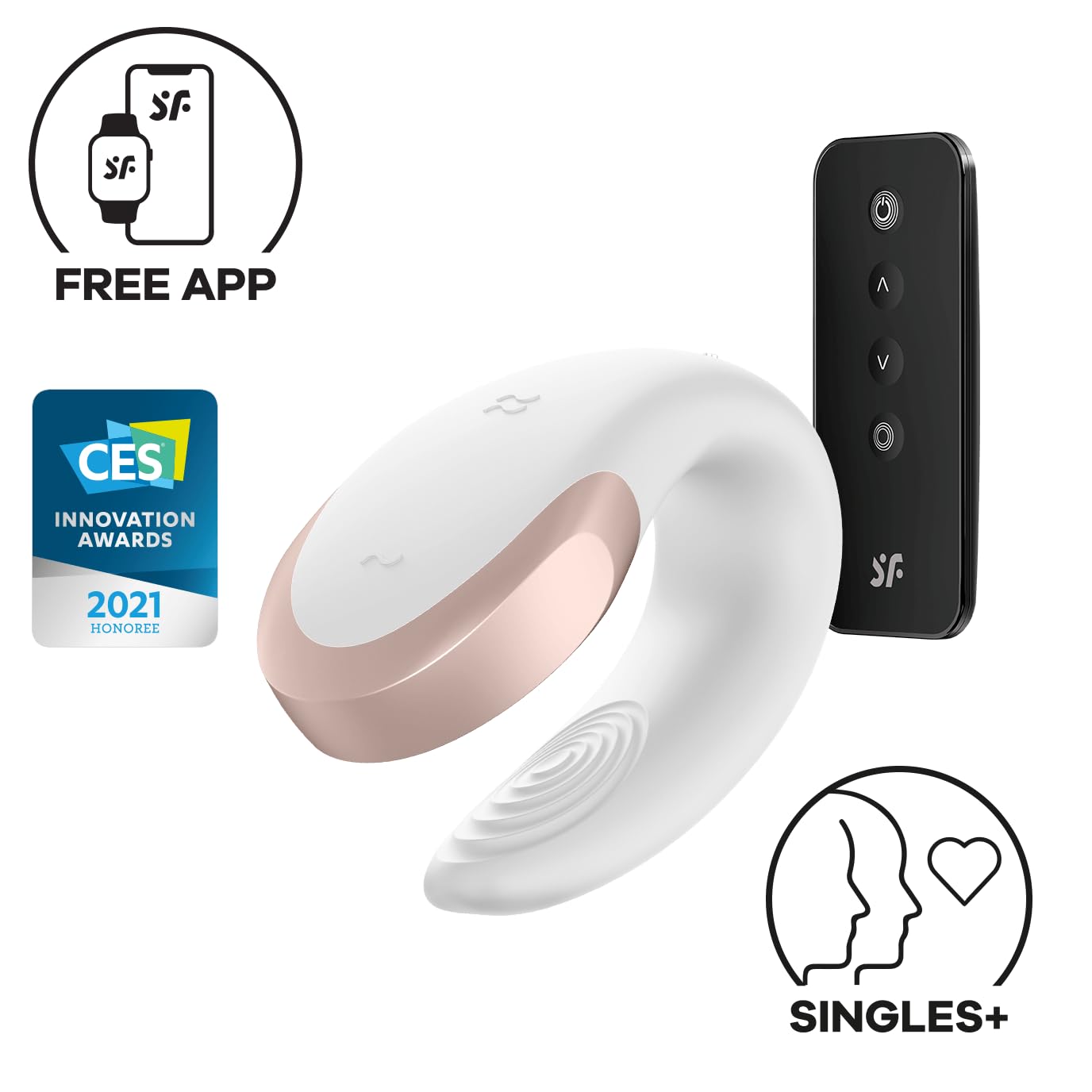 Satisfyer Double Love App vibrador para parejas con mando a distancia | Fabricado en silicona médica | Juguete sexual para mujeres y parejas | Juguetes eroticos femenino en blanco sex toys