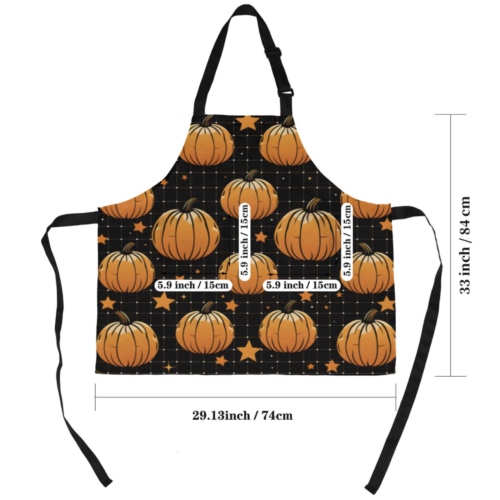 Aglebo Mesh Pumpkin Stars Chef Apron with Pockets Adjustable Shoulder Strap Waterproof Cooking Apron for Kitchen Baking Gardening Pottery Painting
