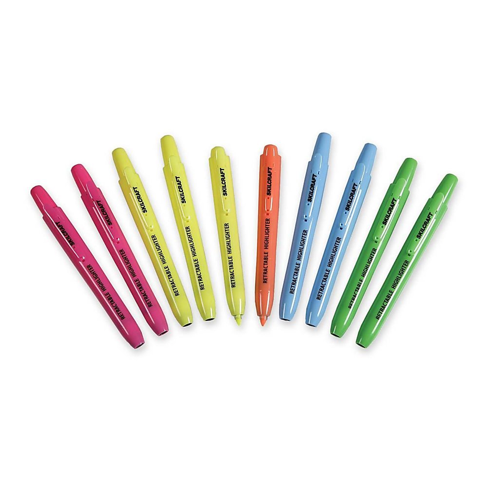 Amazon.com : Skilcraft Retractable Chisel Tip Highlighters