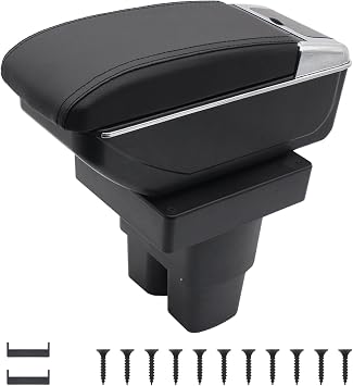 Car Armrest Box Fit for Nissan, Double-Layer Armrest Organizer Box Centre Consoles with Cup Holder Arm Rest Automotive Accessories Black Thread, NV200