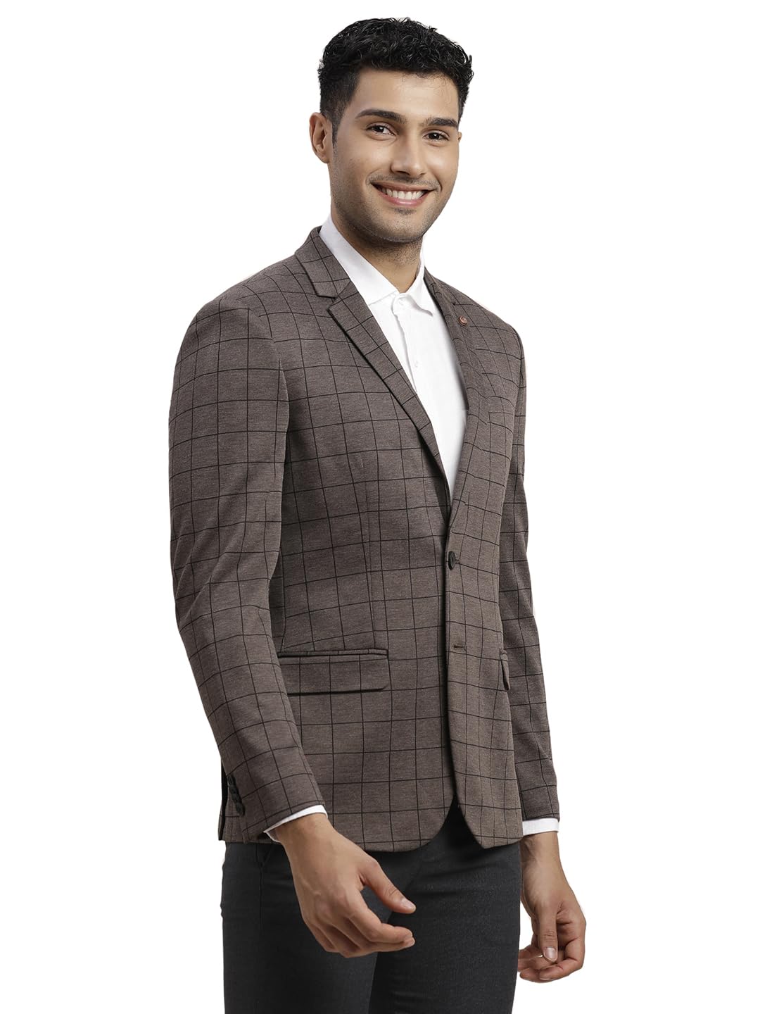 Turtle Blazer casual a cuadros de rizo y rayón para hombre, ajuste a medida, ligero y estructurado para un estilo casual elegante