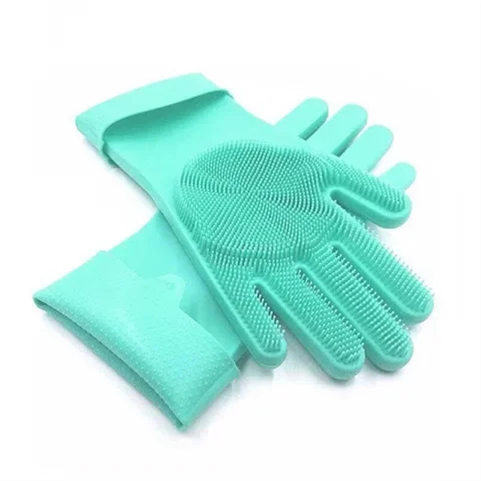 Guanto di Gomma 2 Paia di Guanti for Lavare i Piatti e Pulire i Guanti in Spugna di Gomma siliconica, spugne for la casa, Utensili for la Pulizia della Cucina riutilizzabili(Green)