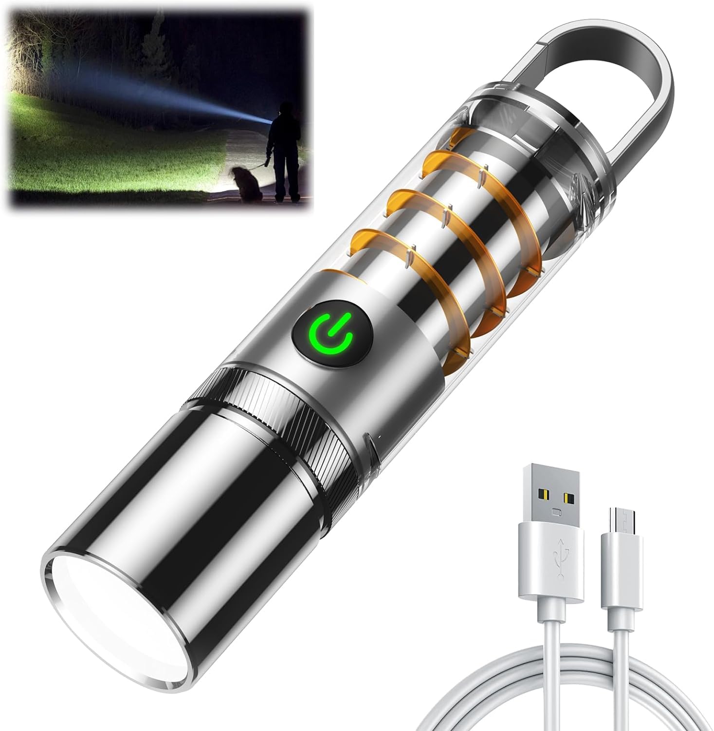 Evolluxi® Led Torch Lights Rechargeable Emergency Light Multifunctional Portable Flashlight High Power Rechargeable Flashlights Telescopic Zoom Torch with Breathing Atmosphere Light for Dog Walking (B0D33LJ9XD) Amazon Price History, Amazon Price Tracker