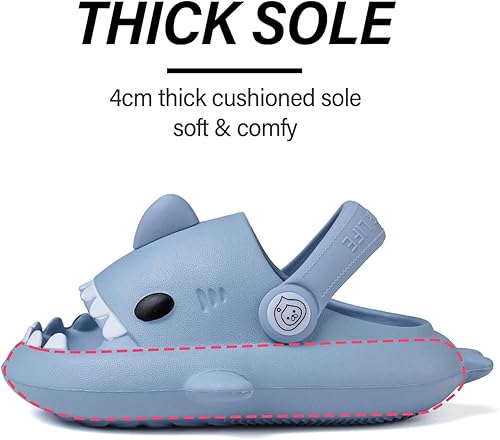 Miniatura 4 de Sandalias de tiburón para niños, pantuflas de tiburón para niños y niñas, sandalias de almohada con suela gruesa, suaves y antideslizantes