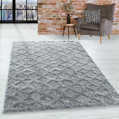 HomebyHome Teppich Wohnzimmer Hochflor Shaggy Teppich Retro Design 60x110 cm Läufer Flur Teppich...