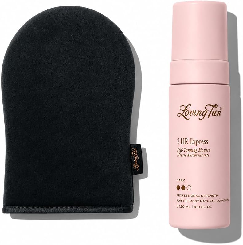 Loving Tan Mousse Autobronzeadora 2 HR Express Dark com luva aplicadora – 120 mL
