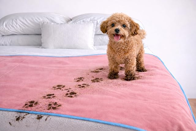 Foto 4 de 8 de Top - Manta 100% Impermeable Rosa/Azul Claro, tamaño Jumbo de 80 x 60 Pulgadas, para Adultos y Mascotas.…
