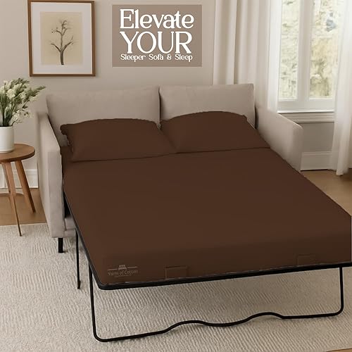 Miniatura 158 de Juego de 4 piezas para sofá cama, 100% algodón de 400 hilos, sábana bajera con bolsillos profundos, suave, sin arrugas y transpirable, calidad