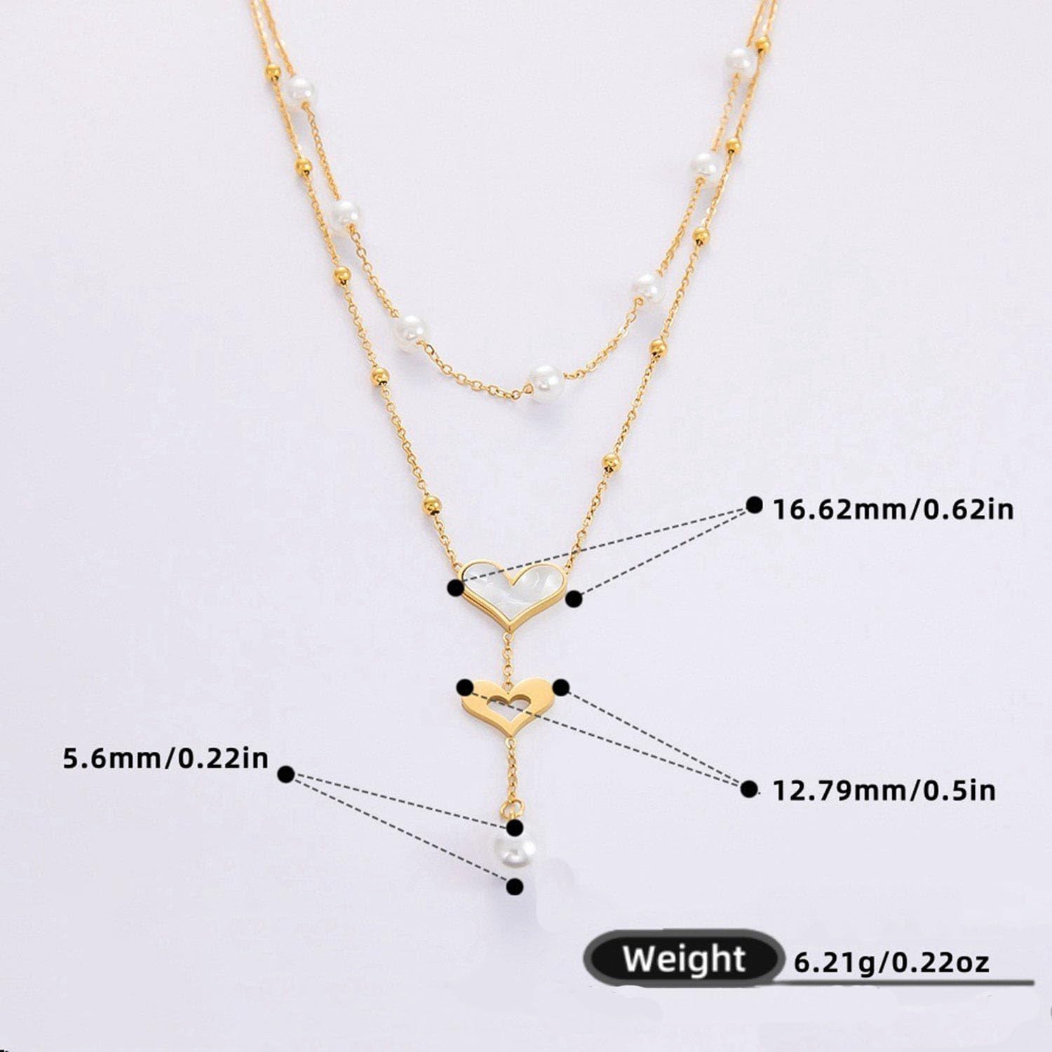 Gold Heart Layered Necklace for Women Dainty Pearl Choker Necklace Cute Heart Pearl Chain Necklace Trendy Jewelry Gifts for Women - Image 4