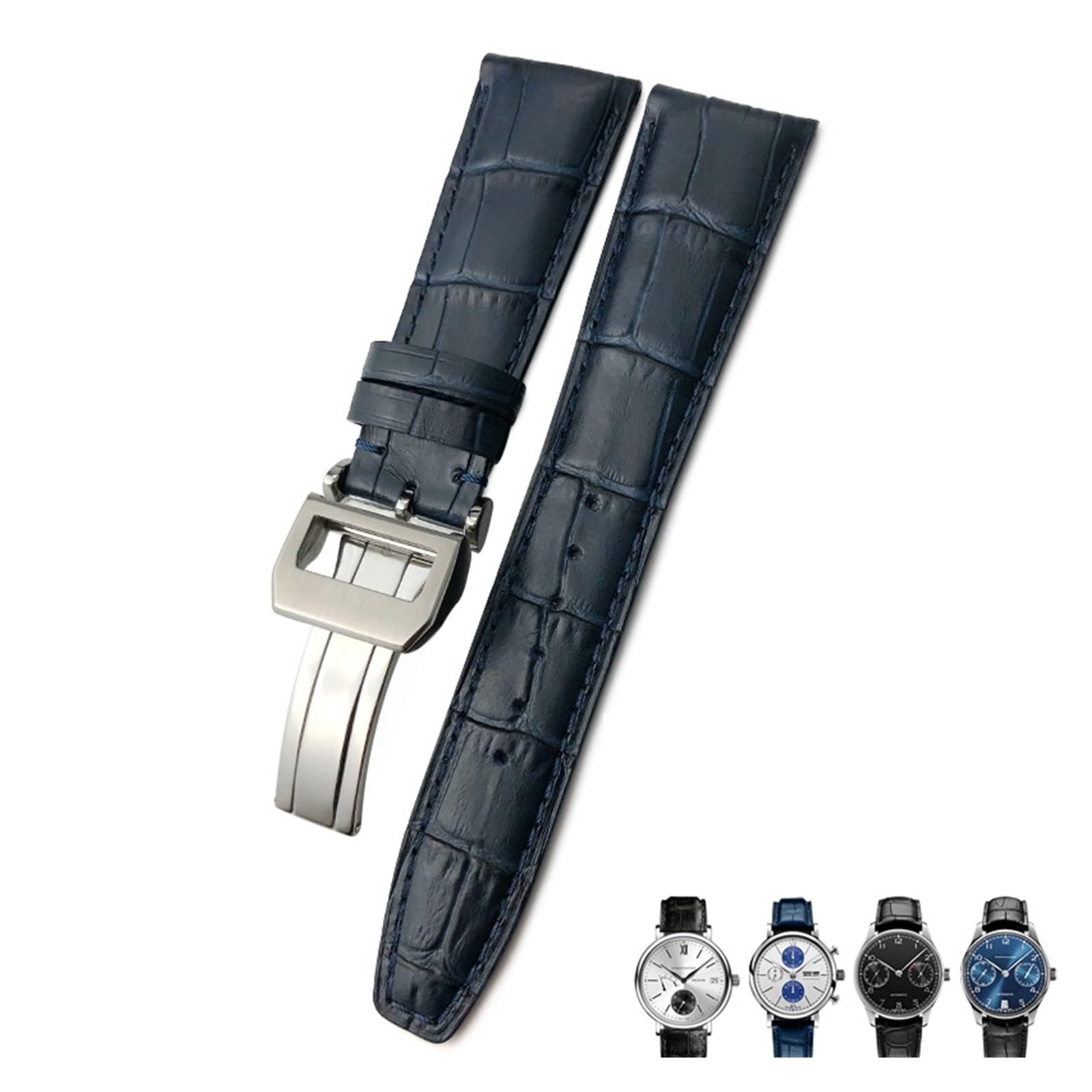 SERDAS Cinturino in vera pelle di vitello 20mm 21mm 22mm adatto per cinturino per orologio IWC Pilot portoghese nero marrone blu coccodrillo