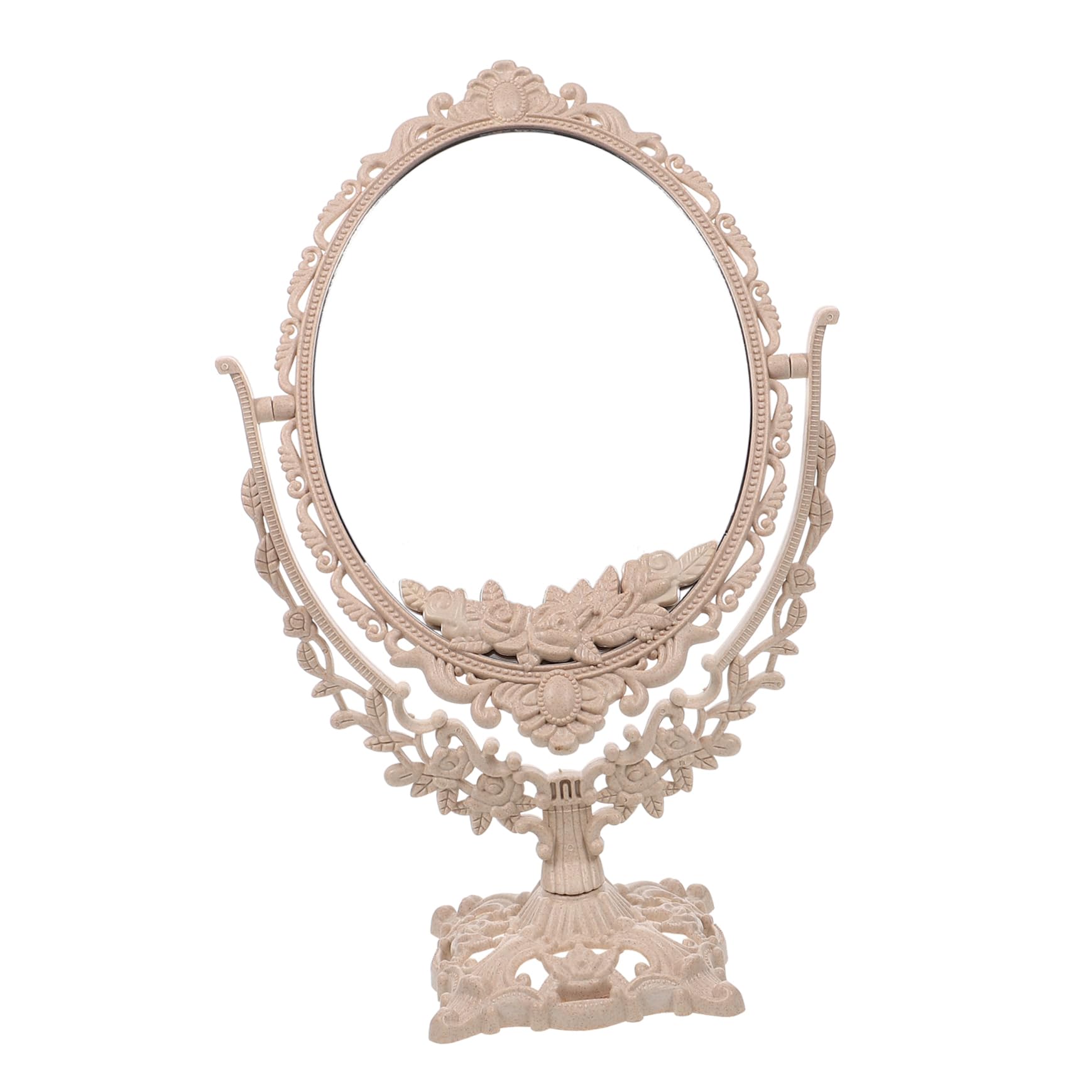 Miroir cosmétique double face de bureau ovale de style européen en ABS pour maquillage de table