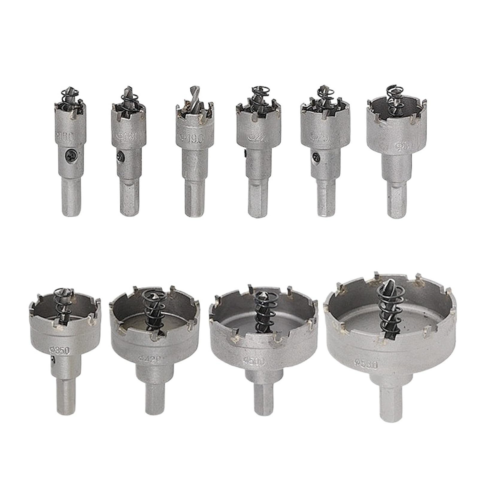 Set di seghe a tazza in lega con punta in metallo duro, kit punte for carotaggio for corona perforazione in acciaio inossidabile(16-53mm 10PCS)