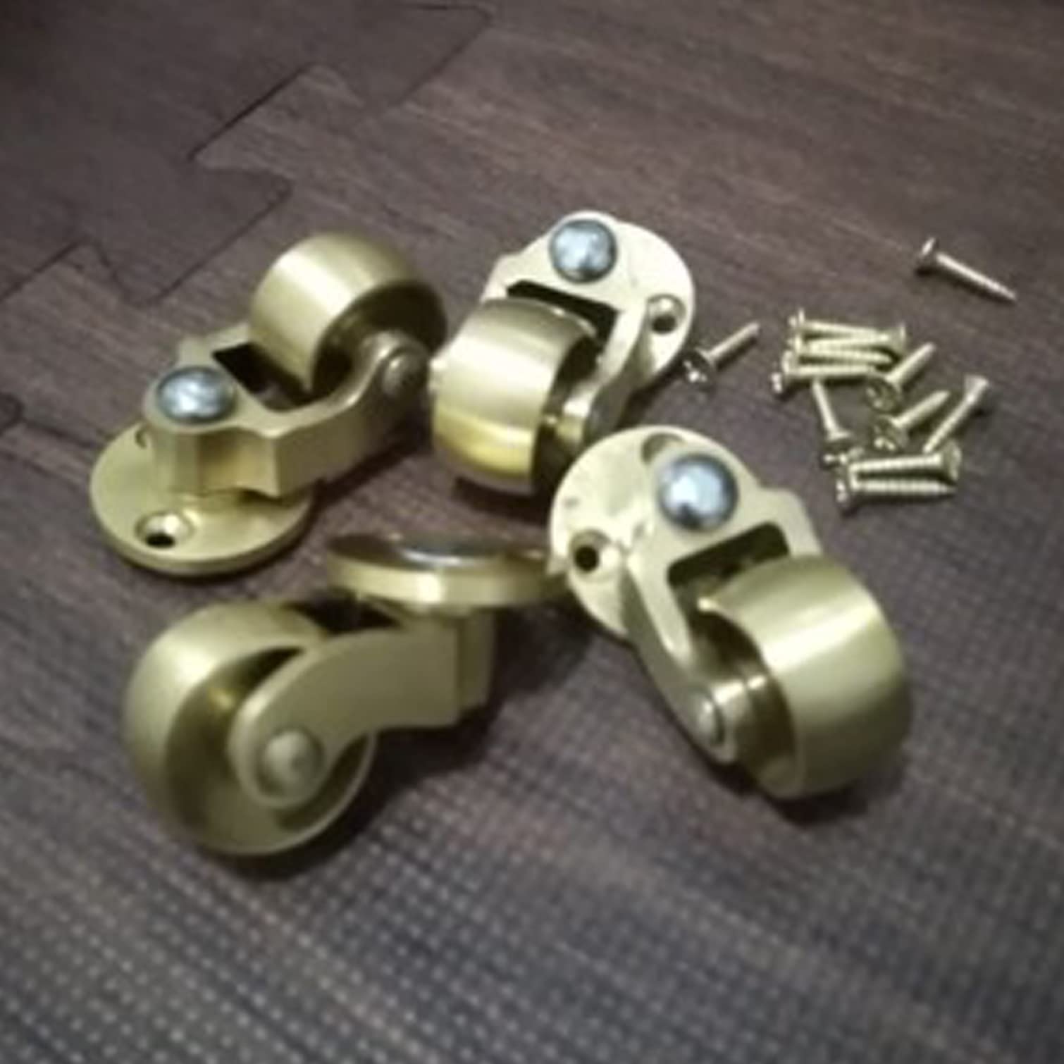 Robuste Möbelrollen aus Messing, 4 Stück, 25 mm, Antik-poliert, Dreh- und Transportrollen mit Schrauben, ideal für Vintage-Möbel und Heimdekoration