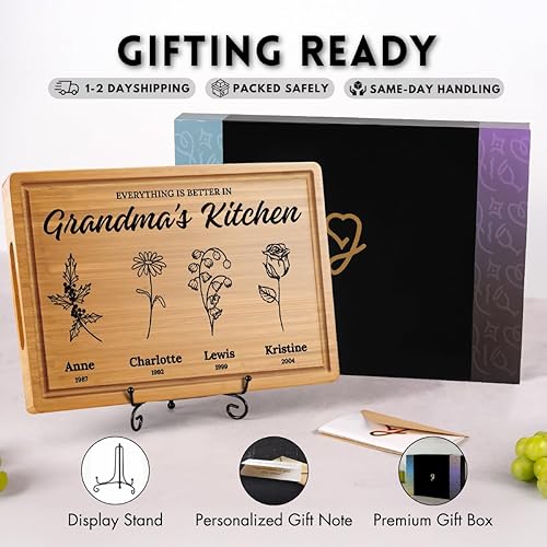 Miniatura 5 de Regalos de Navidad personalizados para mamás y abuela, regalo de Navidad personalizado con diseño de flores de jardín, regalo de cocina perfecto