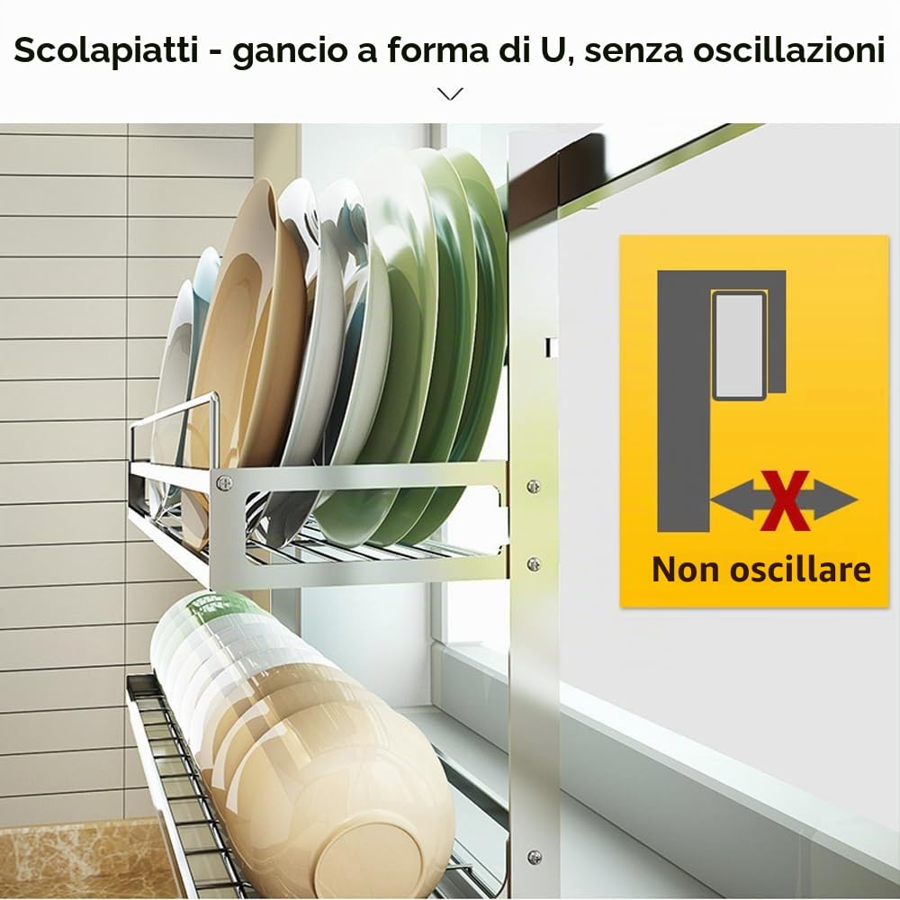 TentHome Scolapiatti Pensile Acciaio Inox con Vassoio Antigoccia, Scola da Parete, Porta Piatti da Muro, Portapiatti da Cucina, Piattaia da Appendere Salva Spazio Supporto Rack di Archiviazione