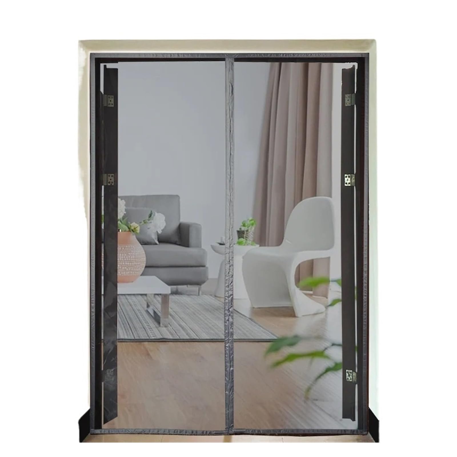 Mnuvxzaewf Gray Edge Fly Screen Door，Door Curtain， Gray Mesh Anti-Mosquito Net Insect Automatic Closing(,Custom Size)