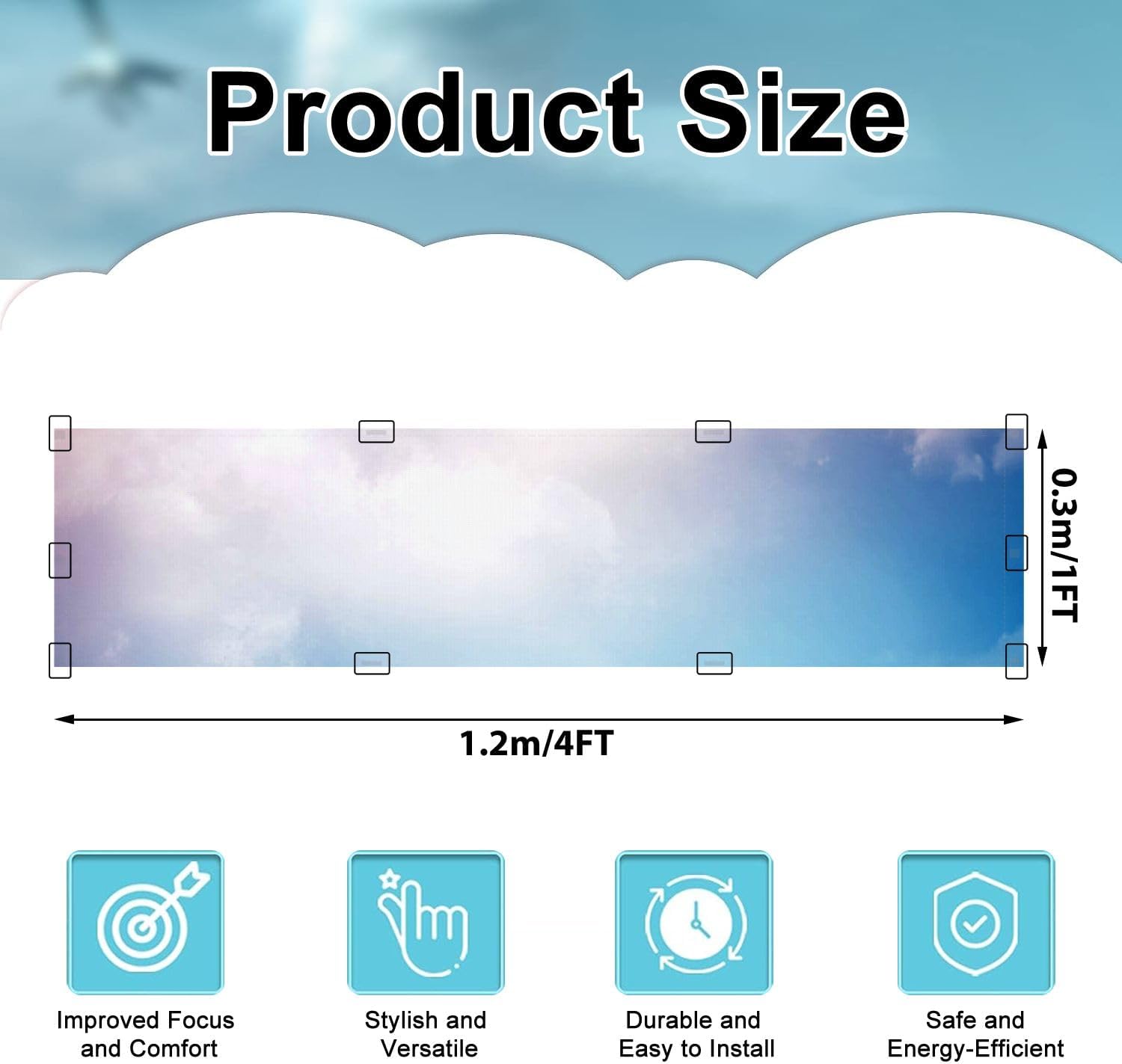 Fluorescent Light Covers for Ceiling Lights Soft Cloud Pastel Easy to Install Magnetic Light Filter for Classroom Office Hospitals School Home Decor