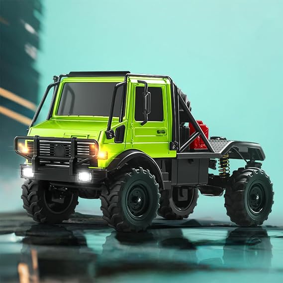 1/18 Scale RC Climbing Car Model, 2.4G 4CH 4WD Off Road RC Crawler with Lights, Dual-Speed Modes (No Cargo Bed/RTR Version/Green)