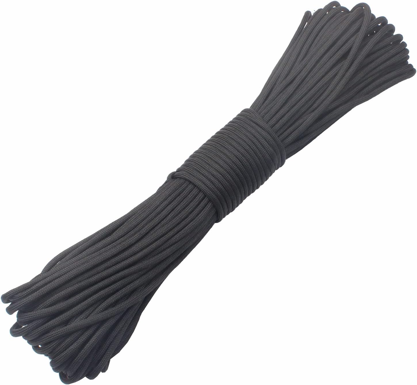 Paracord 9 Core 550 Parachute Cord Camping Rope 100FT (Black, 100feet)