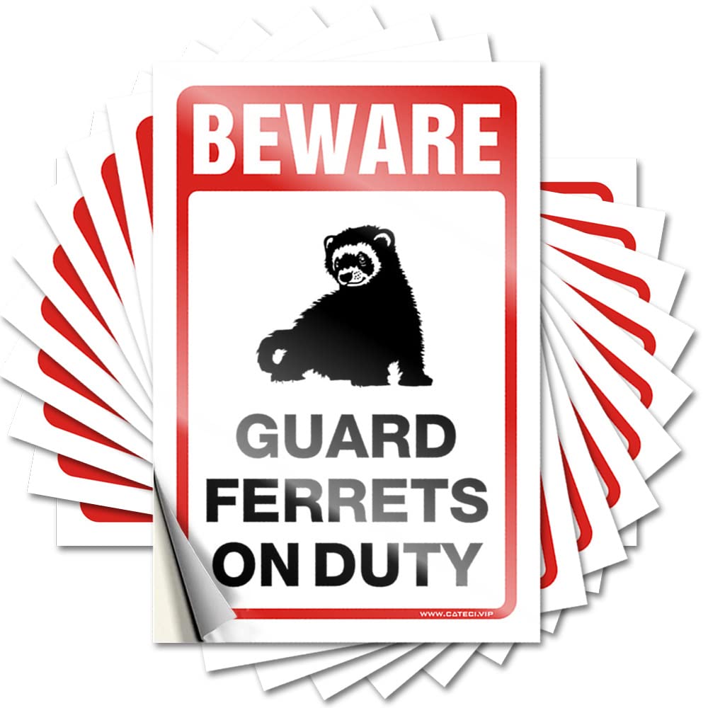 JNBT Decal Beware! Guard Ferrets On Duty Magnetic Car Durable Vinyl/Man Cave And Decor Vintage Coffee - Race Stickers Decals(12X18CM-6Pcs)