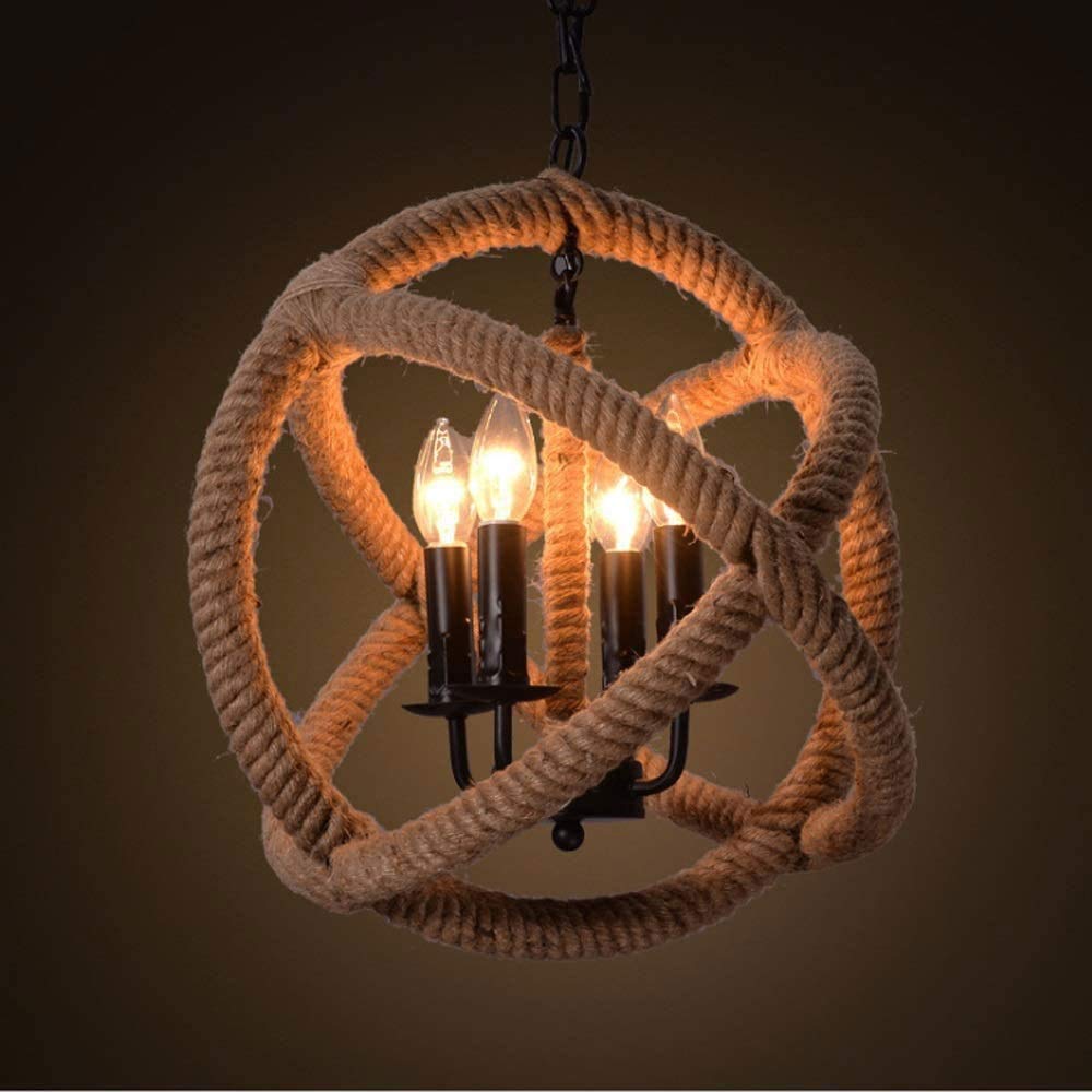 3 Lustre rétro suspendu avec corde luminaire de salon chambre et cuisine îlot