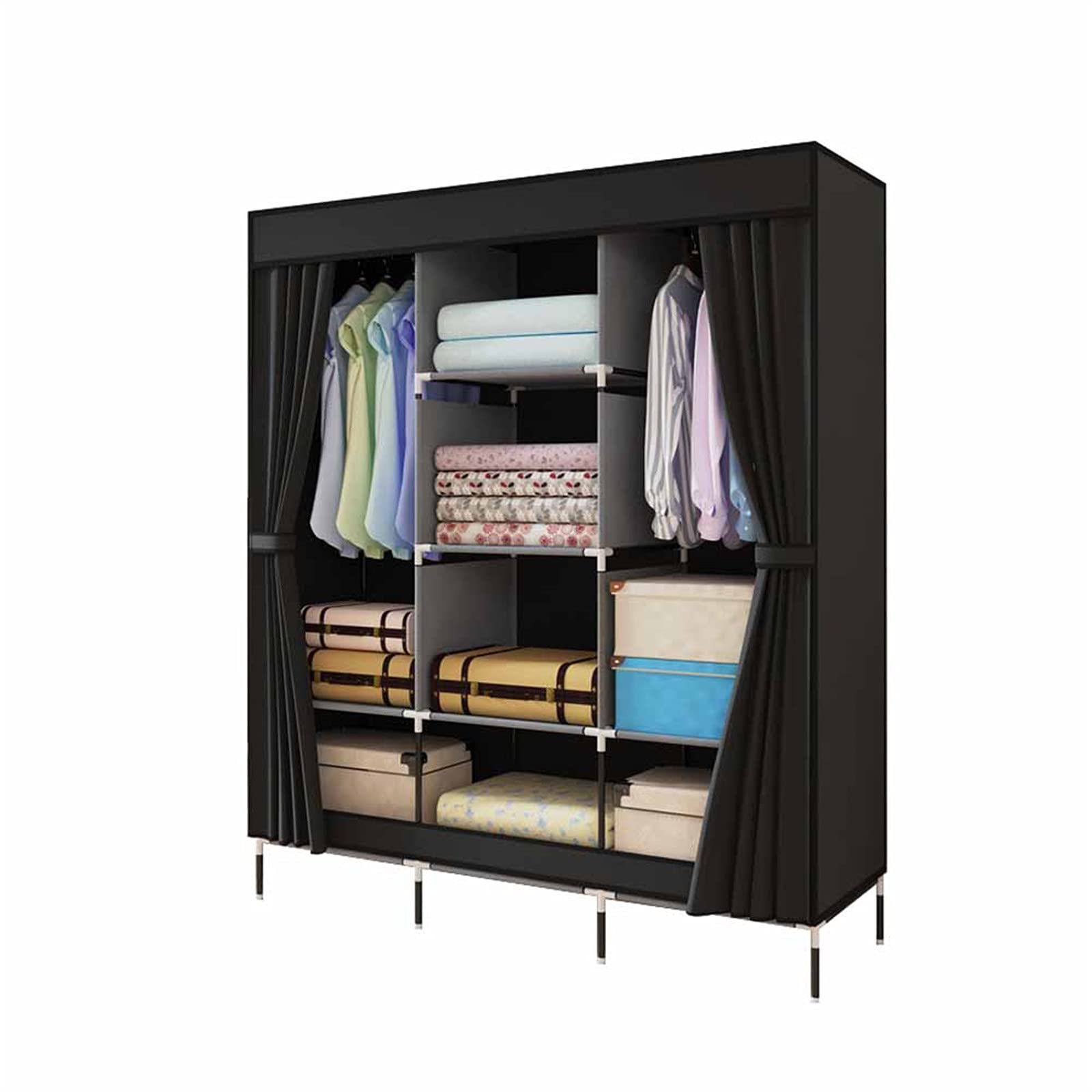 Armoire en tissu gain de place pour ranger les vêtements suspendus et pliés