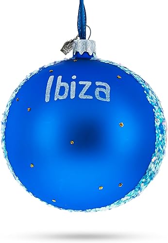 Miniatura 8 de Beach at Ibiza, España Bola de Vidrio Adorno de Navidad 4 Pulgadas