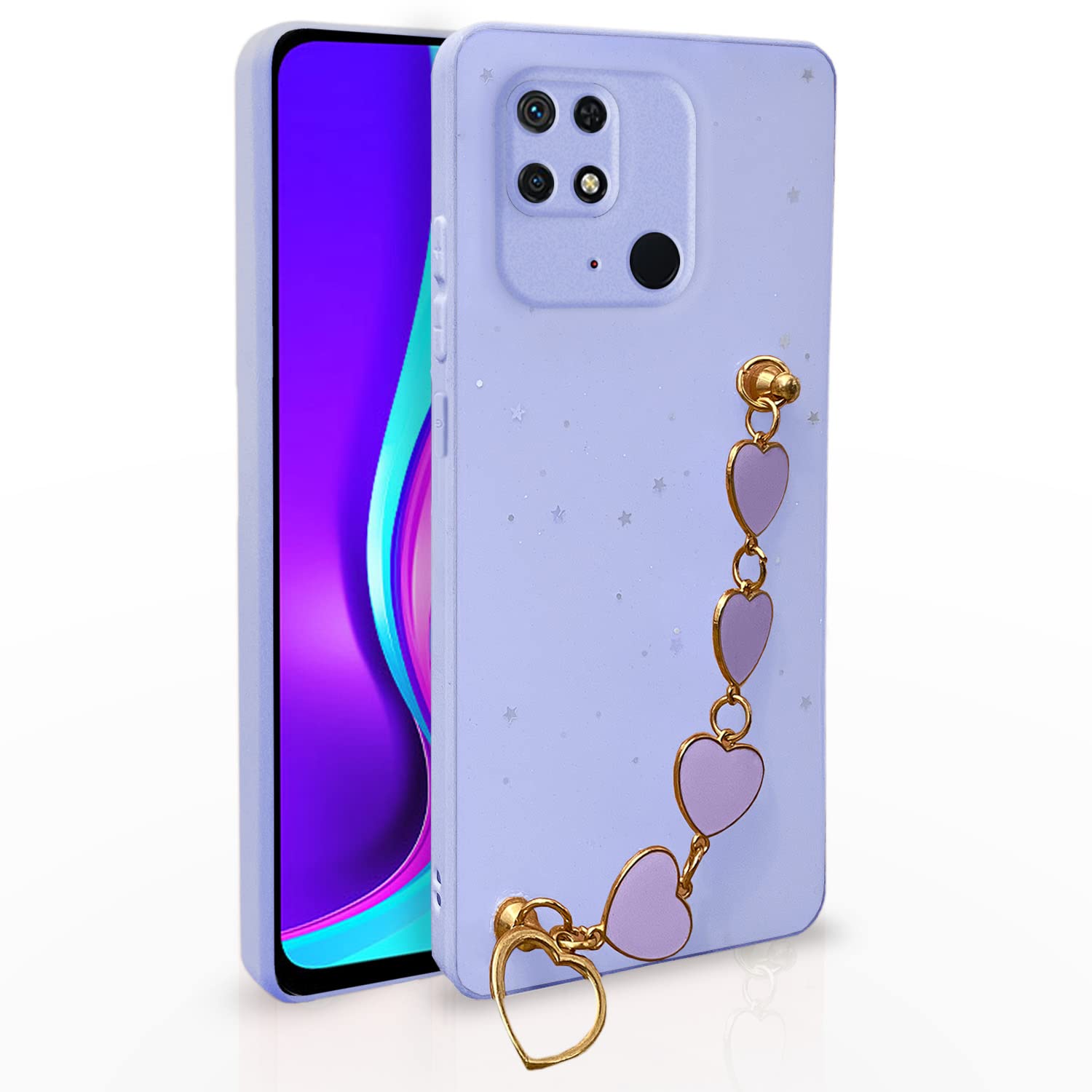 Pikkme Mi Redmi 10 / Redmi 10 Power Back Cover for Girls | Heart Shaped Metal Chain Blocks | Sparkling Soft TPU | Case for Mi Redmi 10 / Redmi 10 Power (Purple) (B0C2VMM3QM) Amazon Price History, Amazon Price Tracker