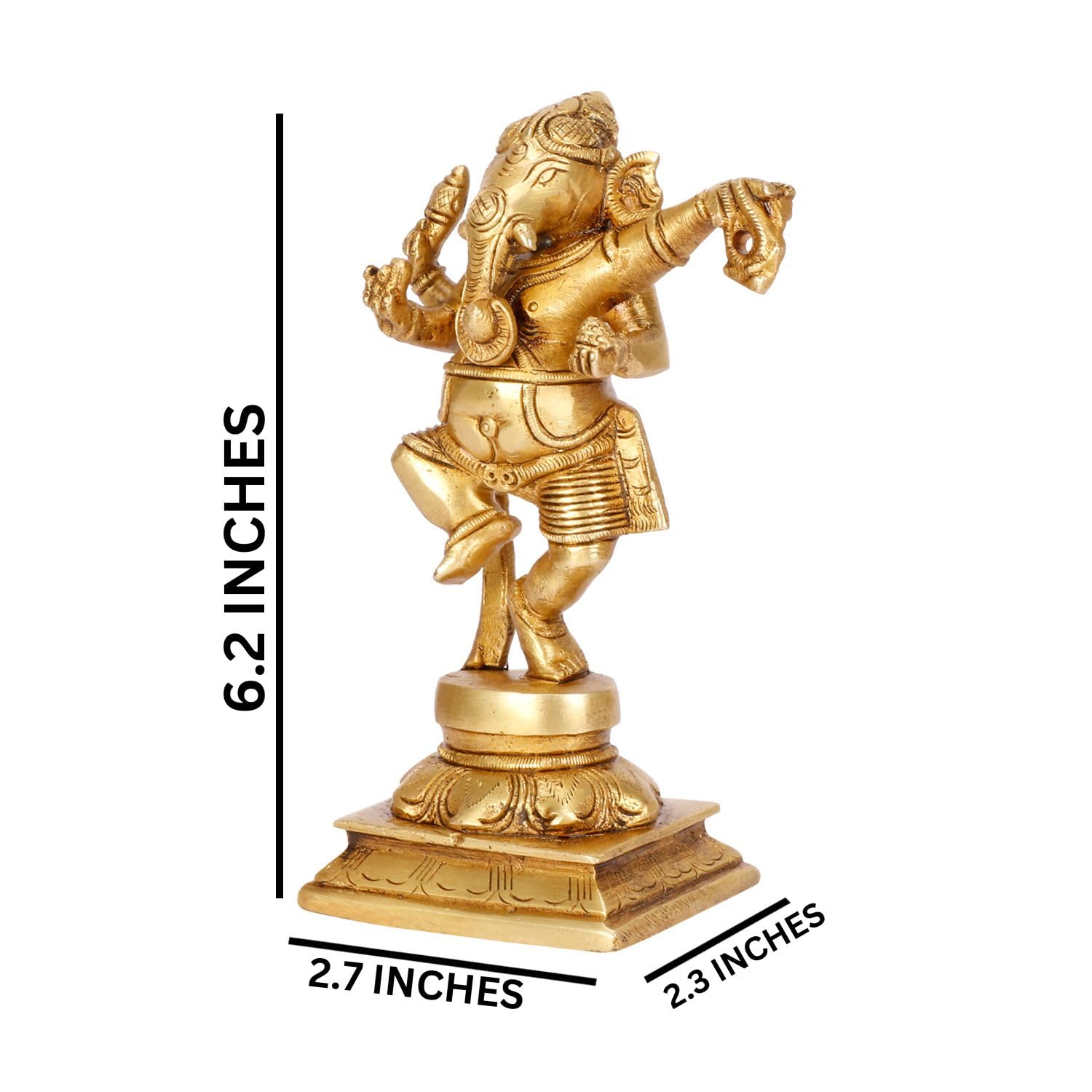 Idolo decorativo in ottone di Ganesha danzante per il tempio domestico, statua di Ganesha per la casa, statua del Signore Ganesha, dimensioni - 15 cm