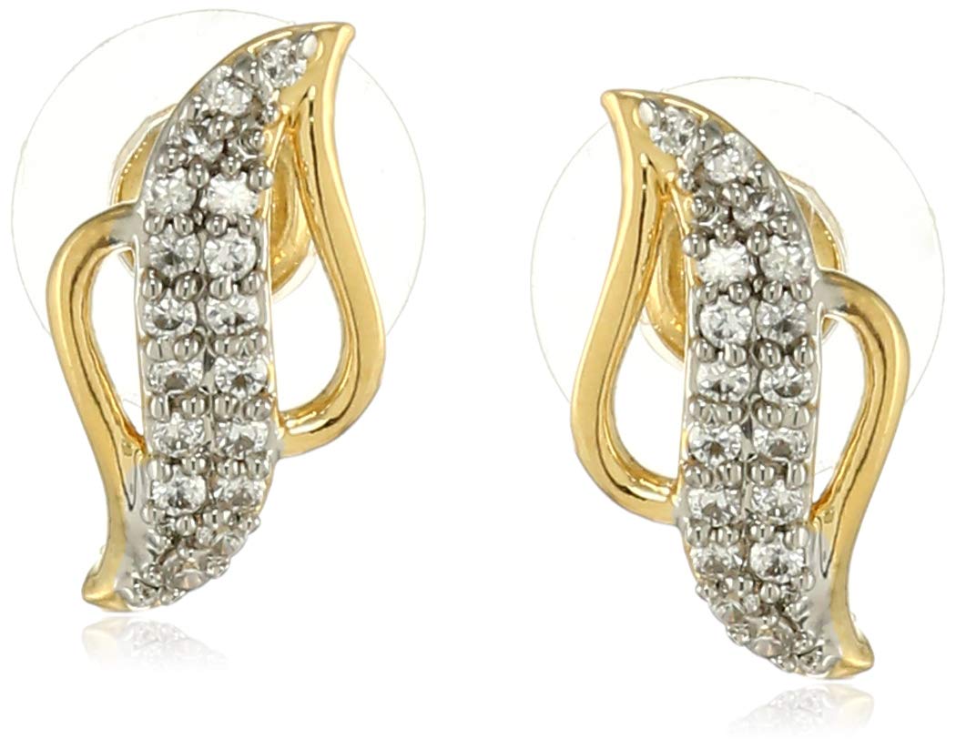 Estele 24 Kt Non Precious Metal Gold and Silver Plated American Diamond Tendril wreath Stud Earrings For Girls (B08CPYTFXQ) Amazon Price History, Amazon Price Tracker