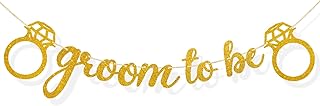 Breling Groom to Be Banner, 10ft Pre-Strung Groom to Be Garland Banner Glitter Bachelor Party Decor for Groom Engagement Party Bunting Sign for Bridegroom Shower Engagement Wedding Party Decor (Gold)