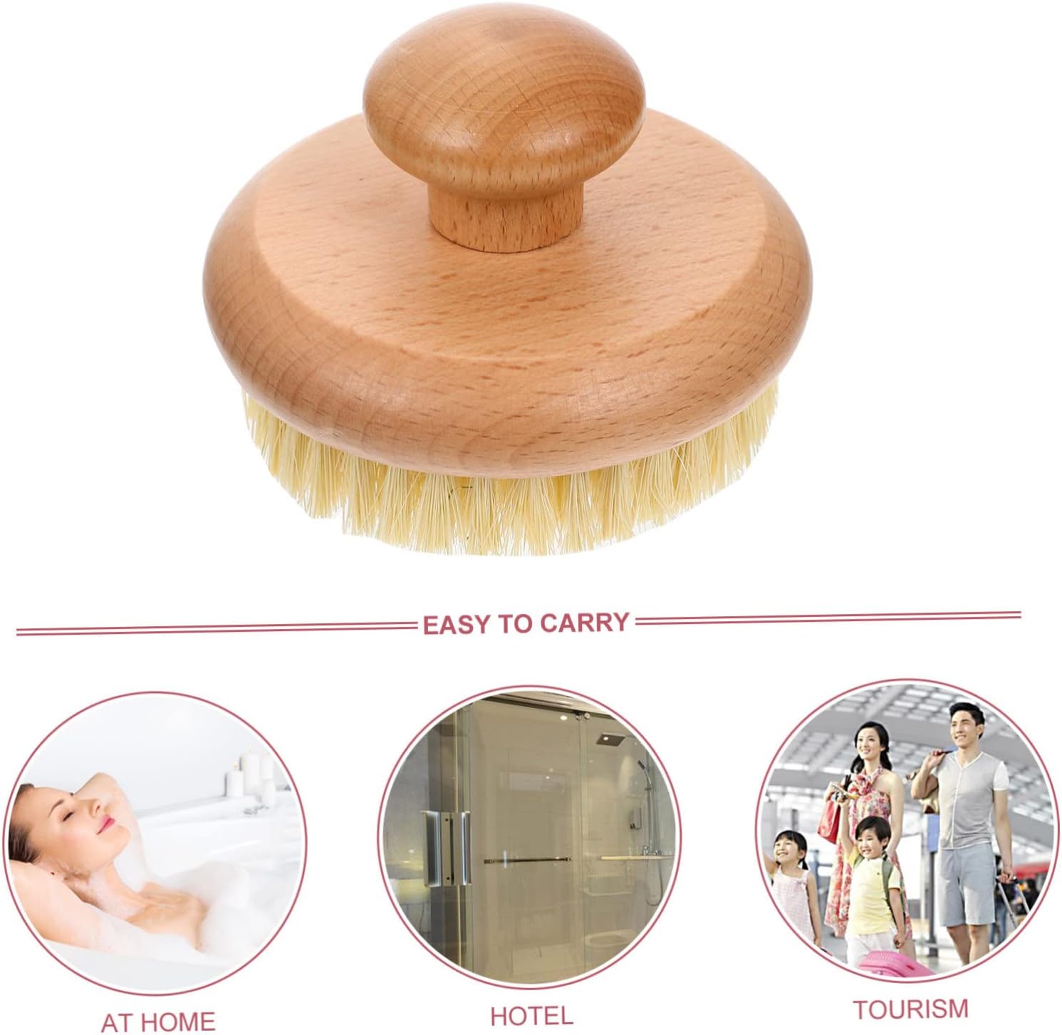 Bath Scrubber Brush for Exfoliating, Lightweight Wooden Handheld Massage image 4