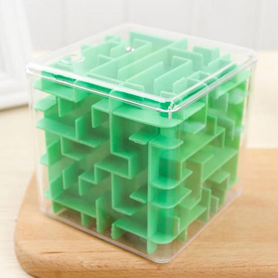 PLAYZOCO Cube Maze, Cube Puzzle, Three-dimensional Puzzle Cube, 3D Maze, Space Challenge Game, 3D Maze Puzzle, Suitable For Children And Adults, 8x8x8cm, Pink