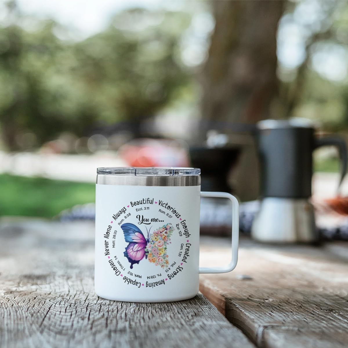 SANDJEST Inspirational Gifts for Women Christian Gift for Friends Sister Mom You Are Beautiful Faith Bible Tumbler 14oz Insulated Coffee Mug with Handle Religious Gift for Birthday Christmas - Image 4