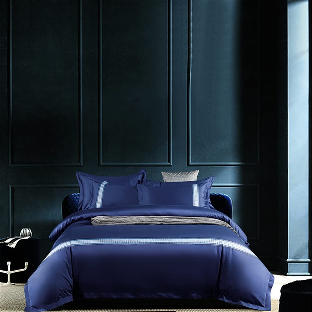 Sbcgfy A Queen/King Size 4Pcs Hotel 600Tc Cotton Bedding Set Bed Linens Flat Sheet Set Bedclothes Bed Cover Bed Linings,-King Size 4Pcs