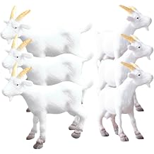 Kisangel 6pcs Mini Goat Figurines, Small Resin Goat Models, PVC Farm Animal Decor for DIY Garden Lawn Desktop Cake Topper Props