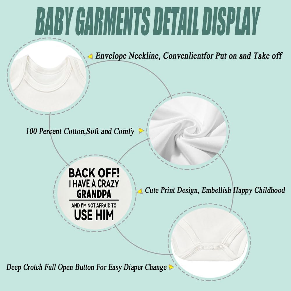 I Have a Crazy Grandpa and I'm Not Afraid to Use Him Funny Baby Clothes,Cute Boys Girls Infant Outfits - Image 3