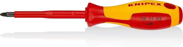 Knipex Screwdriver for cross recessed screws Pozidriv® burnished, insulating multi-component handle, VDE-tested 212 mm 98 25 02
