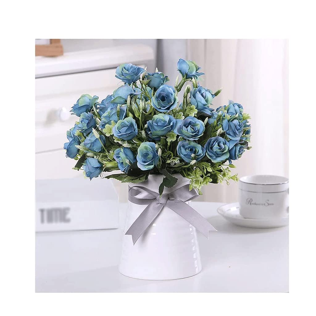 DFGHNBVC Artificial Flowers For Decoration Artificial Flowers Roses Silk Flower Arrangements Artificial Flower Set With Ceramic Vase Arrangement Wedding Bouquet Artificial Flowers.One Color-B