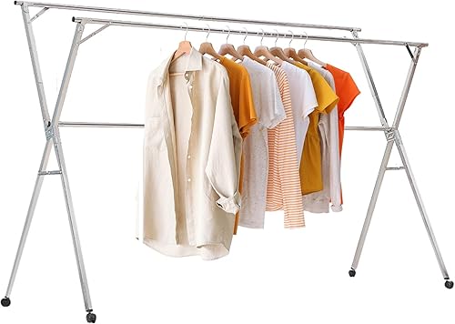 Estante de secado de ropa de acero inoxidable, estante para secadora de ropa al aire libre, estantes para lavandería, tendedero plegable para