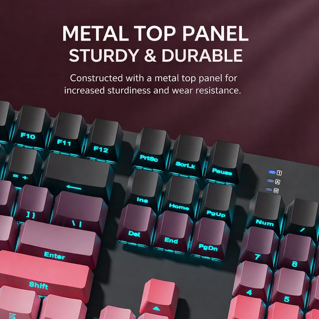 HP GK400F Wired Mechanical Gaming Keyboard and Mouse Combo, Wired USB 104-Key Full Size, Brown Mechanical Switches, Blue Backlit, Compatible with Desktop and Laptop (Black+Pink)