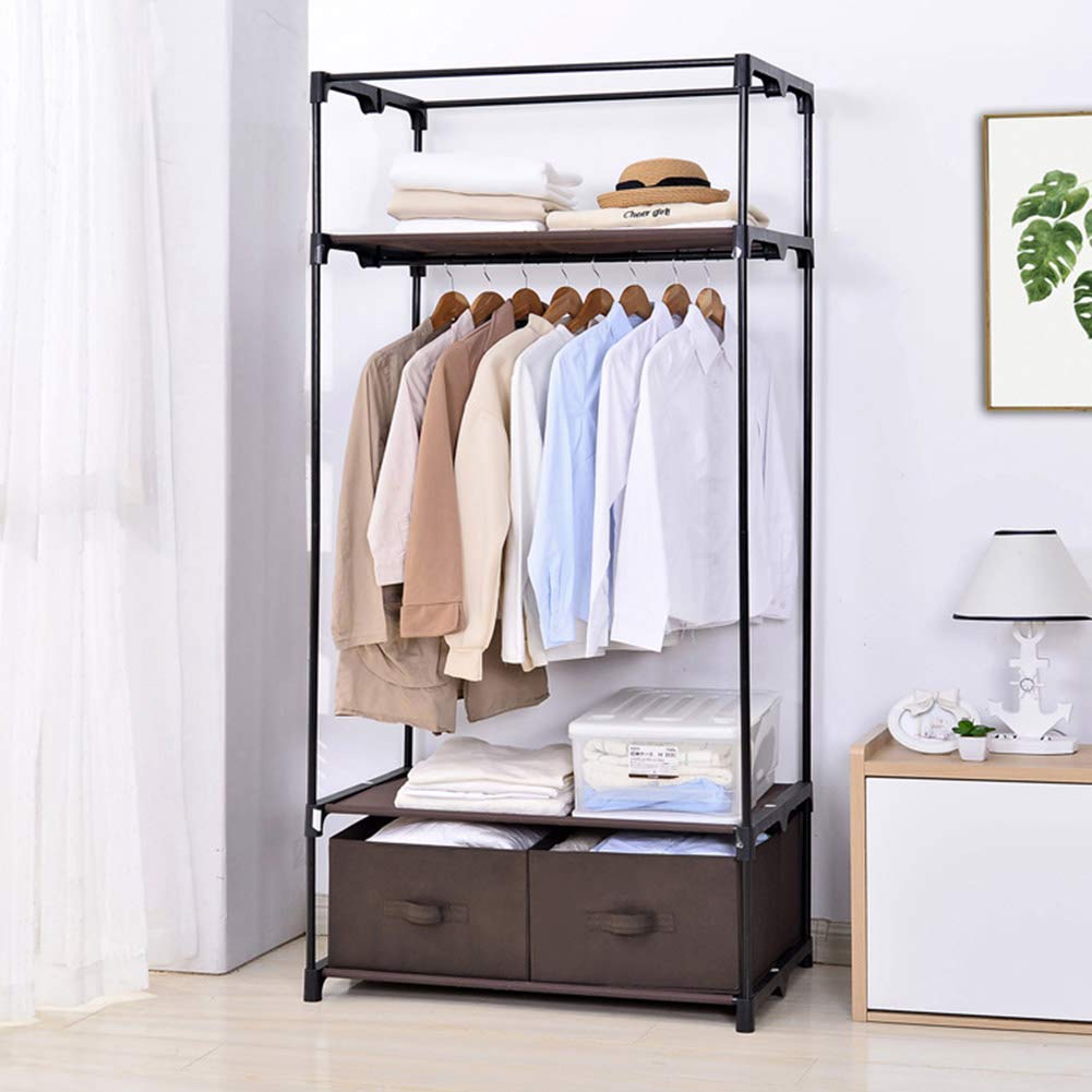 MU Armario Oxford de tela simple, armario de lienzo ensamblado plegable Tubo de hierro pintado reforzado engrosado, armario de dormitorio para camping (175 * 78 * 50 cm)