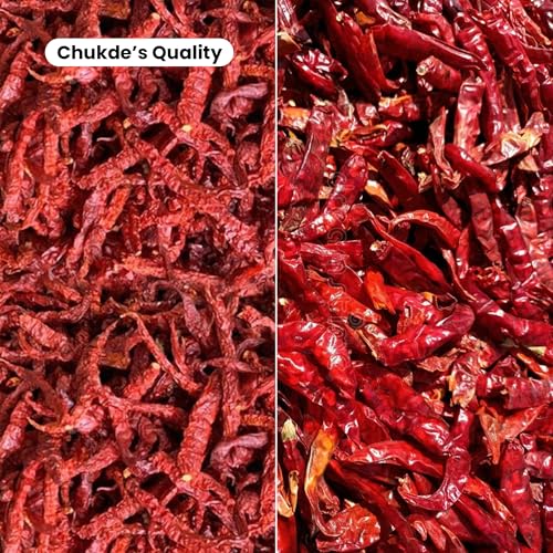 Image of Chukde - Kashmiri Lal Mirch Sabut - Chilli Stemless Whole - Whole Spice for Cooking, Flavoring, and Garnishing Indian Dishes - Ideal For Curries, Gravy, Pickles, and More - 100 Gram (Pack of 6)