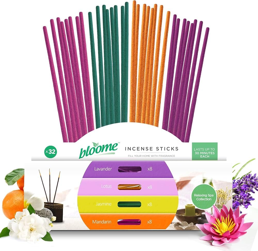 Bloome 32pk Incense Sticks Multipack for Yoga, Meditation or Relaxation | 32 Incense Sticks per Set