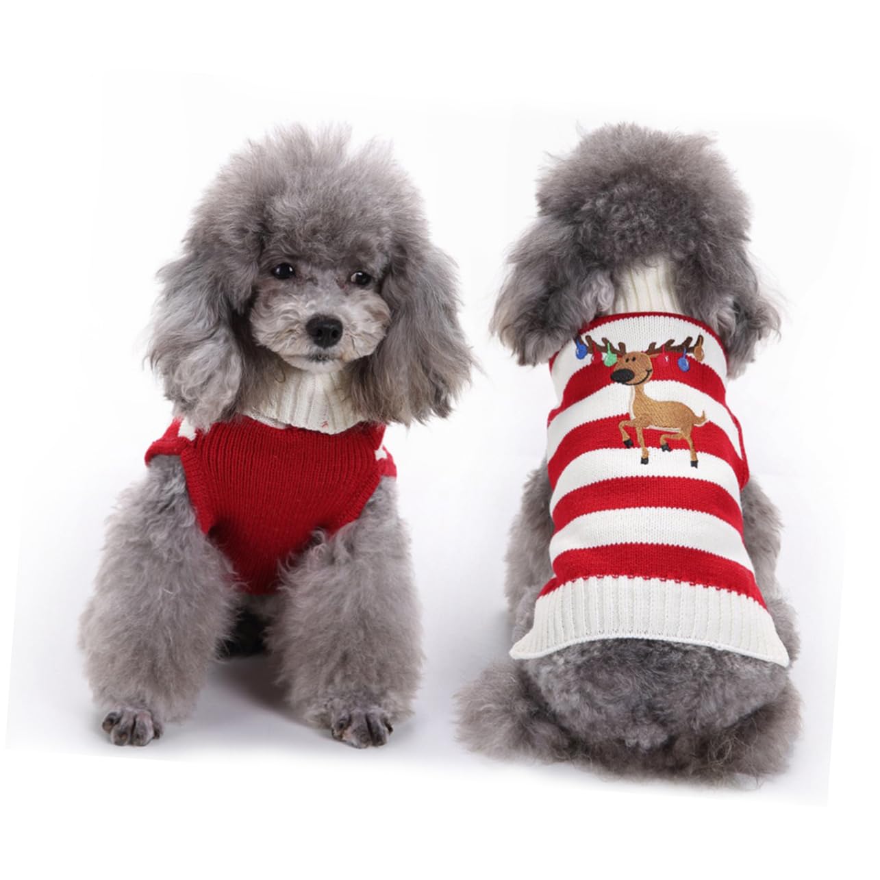 Mipcase 3 Pz Maglione per Cani Christmas Sweater Pullover Natalizio Maglioncini Cane Maglioni Cane Vestiti per Cani di Piccola Taglia Vestito Natalizio da Gatto Costumi per Cani Rosso