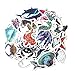 JZLMF Autocollants Bleus de la Vie Marine Bagages Valise Papeterie Petit téléphone Portable Frais Autocollants étanches 50 garçons et Filles