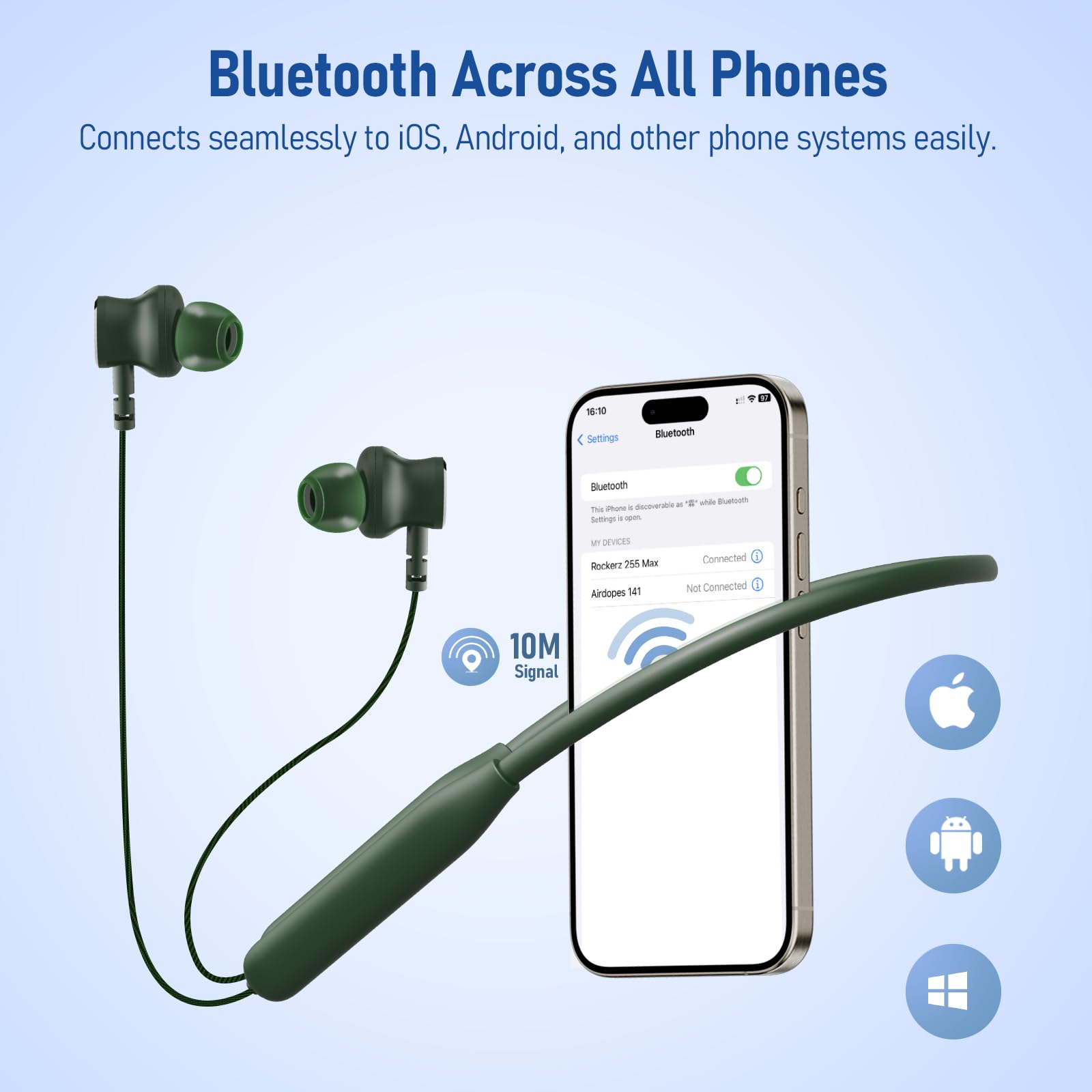 BT263 2PCS Neckband Bluetooth Earbuds, Dual Device Pairing, 40H Playtime, Quick Charge, IPX5 Waterproof Wireless Sport Headphones 2
