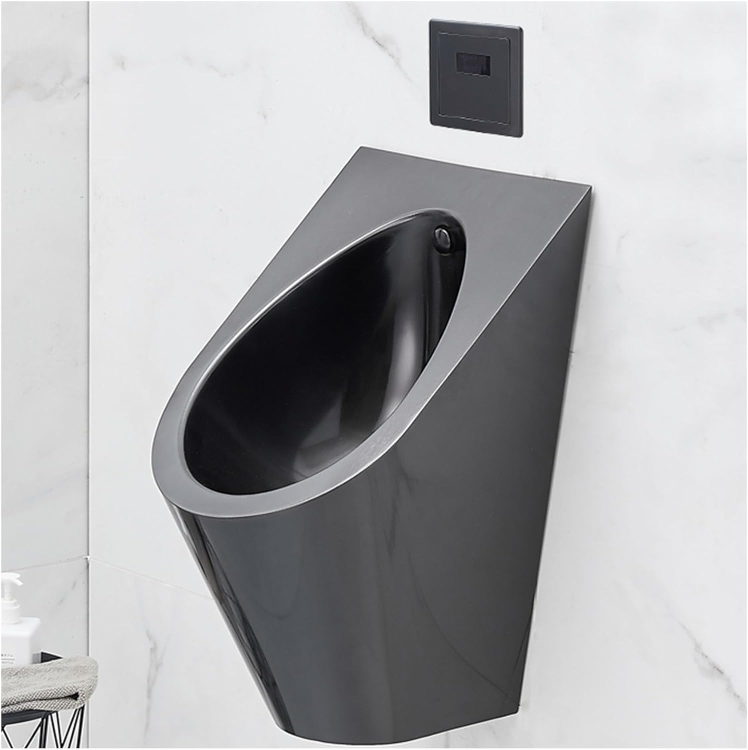 Men's Adult Urinal Bathroom Toilet, Wall Mounted Urinal Durable Stainless Steel Urinal Men's Urinal, Household/Commercial Men's Adult Urinal Bathroom Toilet (Kit 2)